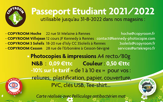 Le « Passeport Etudiant » de Copyroom